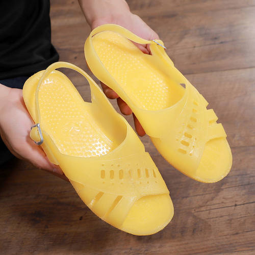 男士爸爸凉鞋厚底黄色橡胶凉拖