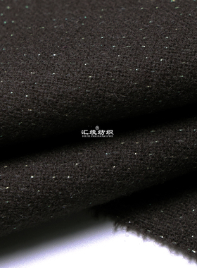 深军绿色全羊毛+亮丝钢花毛料布料春秋季外套西装马甲服装面料