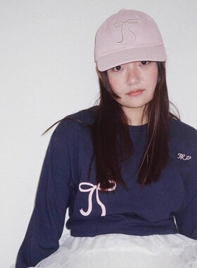 韩国代购Fruta甜美百搭蝴蝶结刺绣鸭舌帽棒球帽防晒太阳帽女