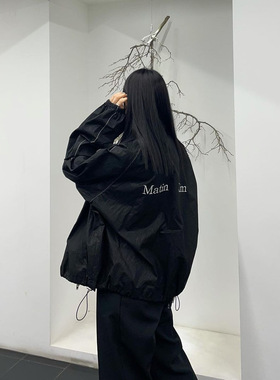 韩国潮牌Matinkim 亮面夹克宽松外套冲锋衣抽绳防晒衫女男女同款