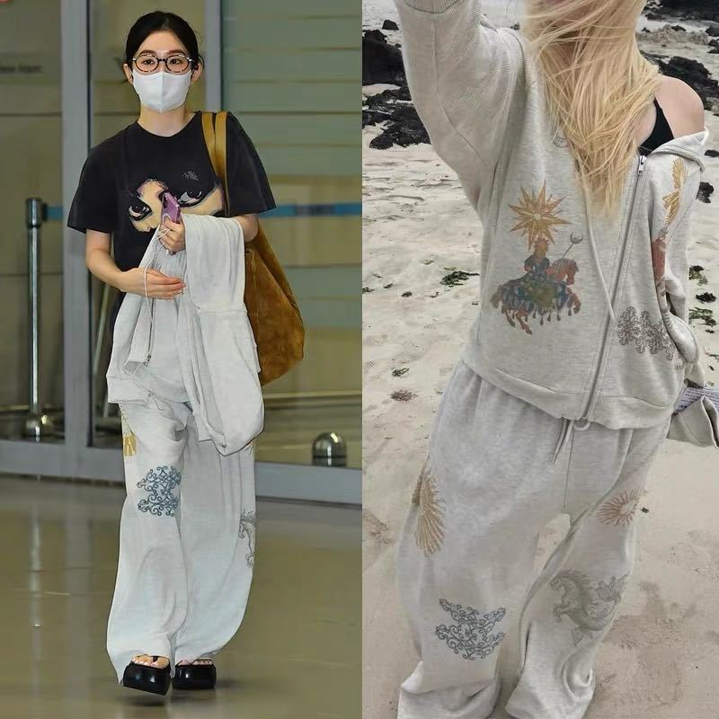 韩国toomuchtax华夫格卫衣套装