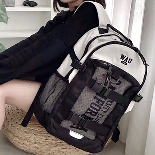 韩国代购 whoau双肩包新款后背包男女学生大容量书包休闲旅行包