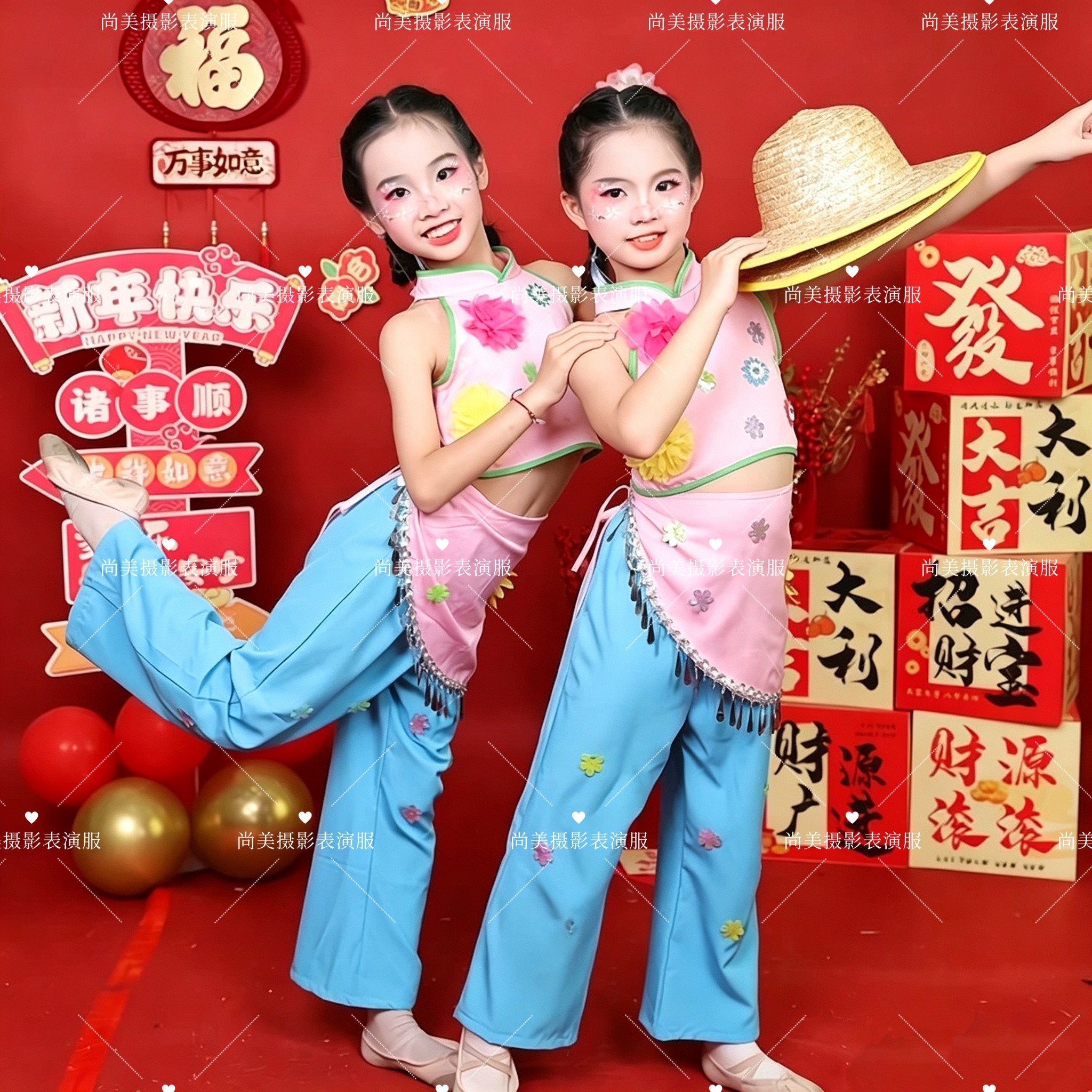 桃李杯茶山小阿妹舞蹈服茶山姑娘草帽道具茶山情歌演出服采茶声声