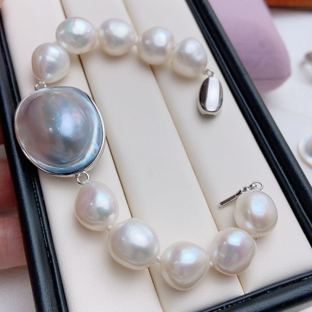 超大海水马贝荷包蛋，纯银包边，天然珍珠手链,珠宝/钻石/翡翠,耳饰,淘宝优惠券,粉丝福利购,淘宝优惠卷