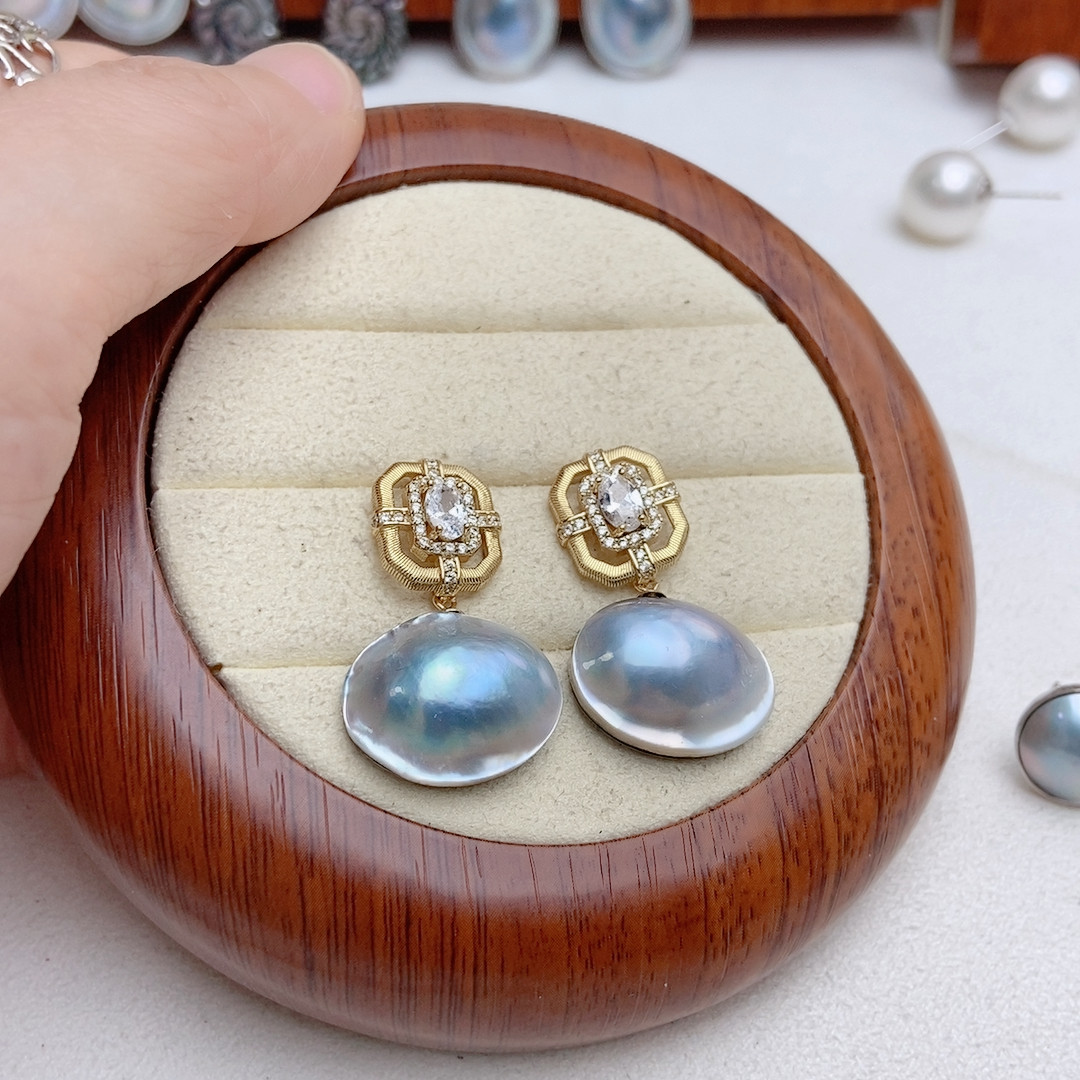 小椭圆海水马贝耳钉，纯银,珠宝/钻石/翡翠,耳饰,淘宝优惠券,粉丝福利购,淘宝优惠卷