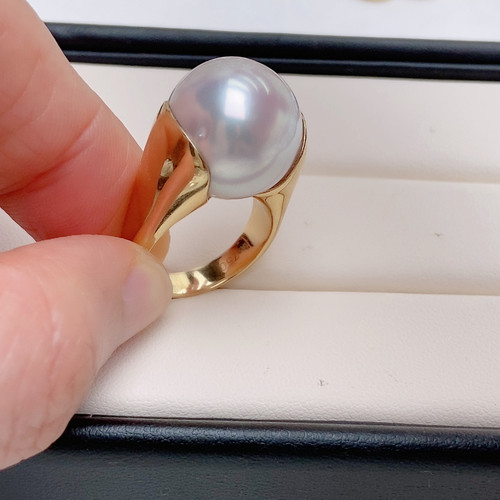 捡漏，正圆极光澳白戒指，16.5mm，加厚18K