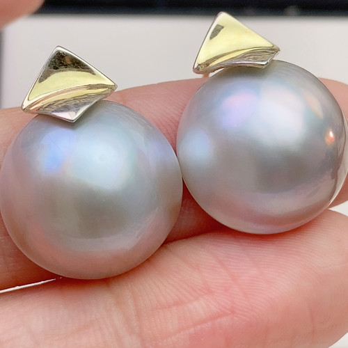 开播福利，日本海水马贝耳钉16.8mm，纯银
