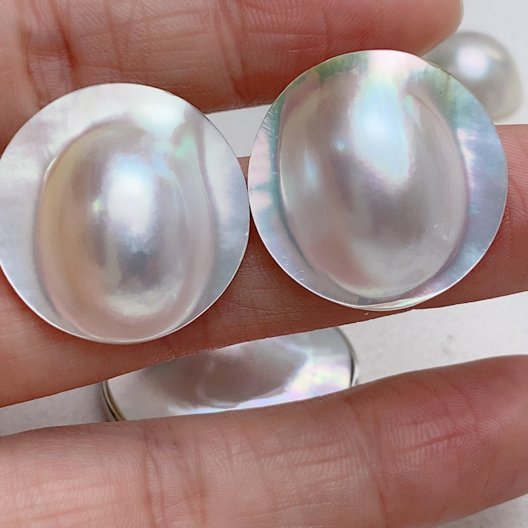 饱满椭圆荷包蛋白色澳洲海水马贝耳钉，极光，24-25,珠宝/钻石/翡翠,耳饰,淘宝优惠券,粉丝福利购,淘宝优惠卷