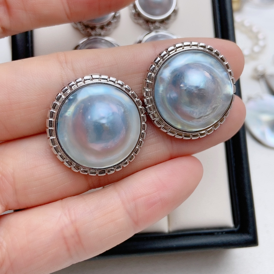 巨大海水马贝耳钉，纯银压花包边,珠宝/钻石/翡翠,耳饰,淘宝优惠券,粉丝福利购,淘宝优惠卷