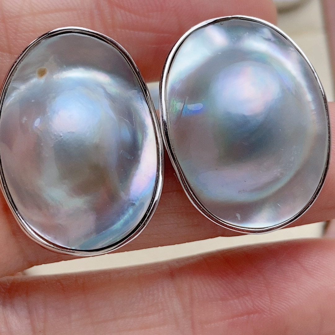 椭圆海水马贝耳钉，纯银,珠宝/钻石/翡翠,耳饰,淘宝优惠券,粉丝福利购,淘宝优惠卷