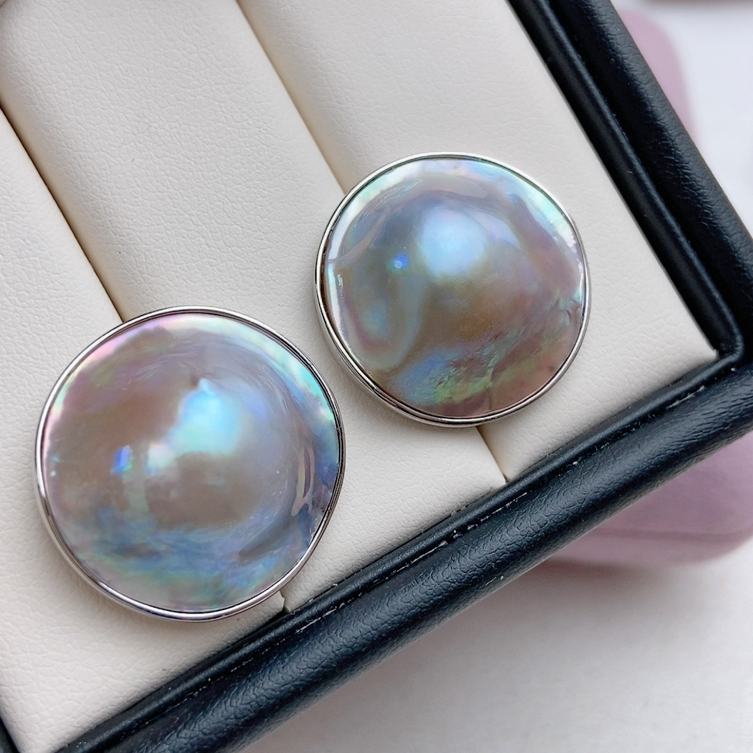 极光蓝紫色澳洲海水马贝耳钉，纯银,珠宝/钻石/翡翠,耳饰,淘宝优惠券,粉丝福利购,淘宝优惠卷