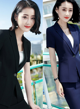 夏季职业套装女薄款2025新款短袖西装美容院工作服酒店前台工作装