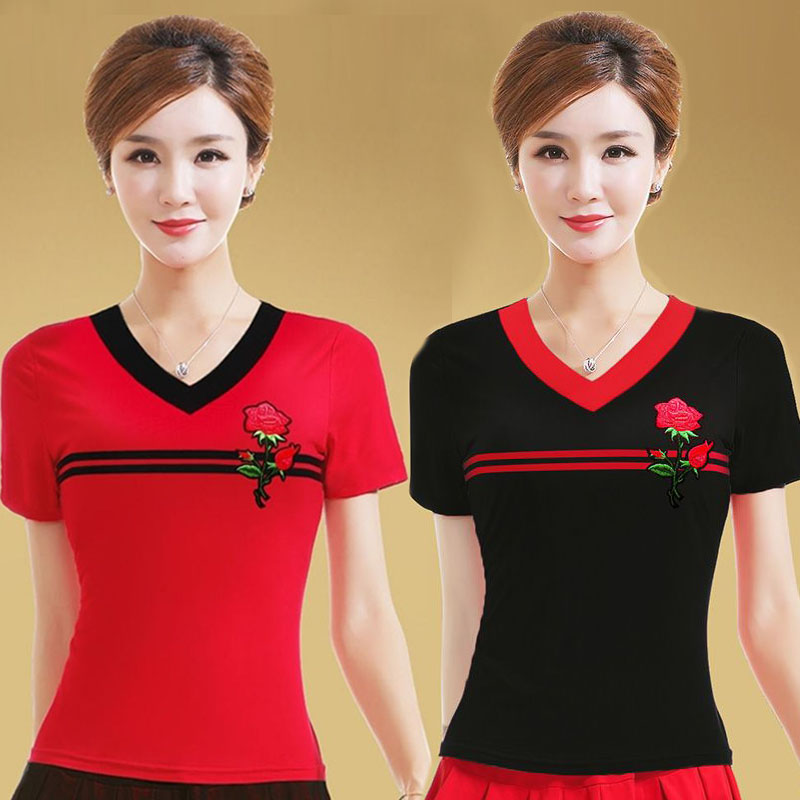广场舞衣服上衣短袖夏季成人跳舞衣服半袖舞蹈服运动服上装女2025
