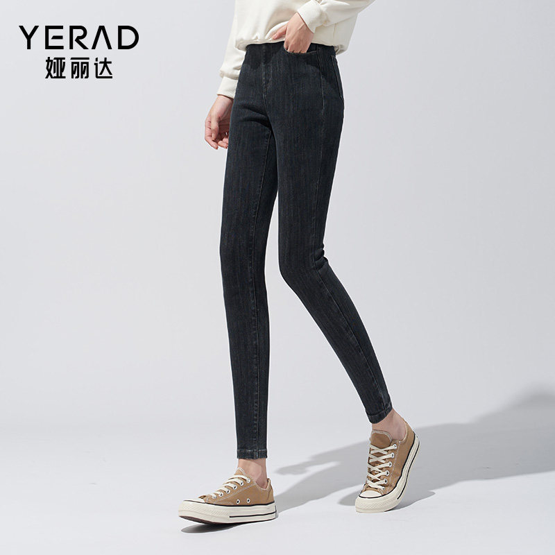 娅丽达百搭莱卡棉高腰打底裤子女松2023秋冬新款大码松紧腰紧身裤