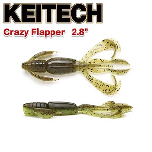 日本KEITECH软饵CRAZY FLAPPER虾型虫2.8寸路亚假饵德州K牌软虫饵