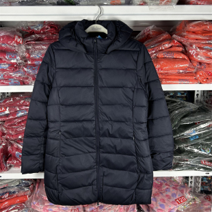 可拆卸帽加厚夹棉外套88837923 纯色简约中长款 班尼路秋冬新品 女装