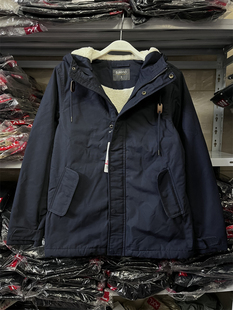 Baleno班尼路秋冬款 海虎里加绒加厚连帽棉服棉衣男潮流纯色休闲