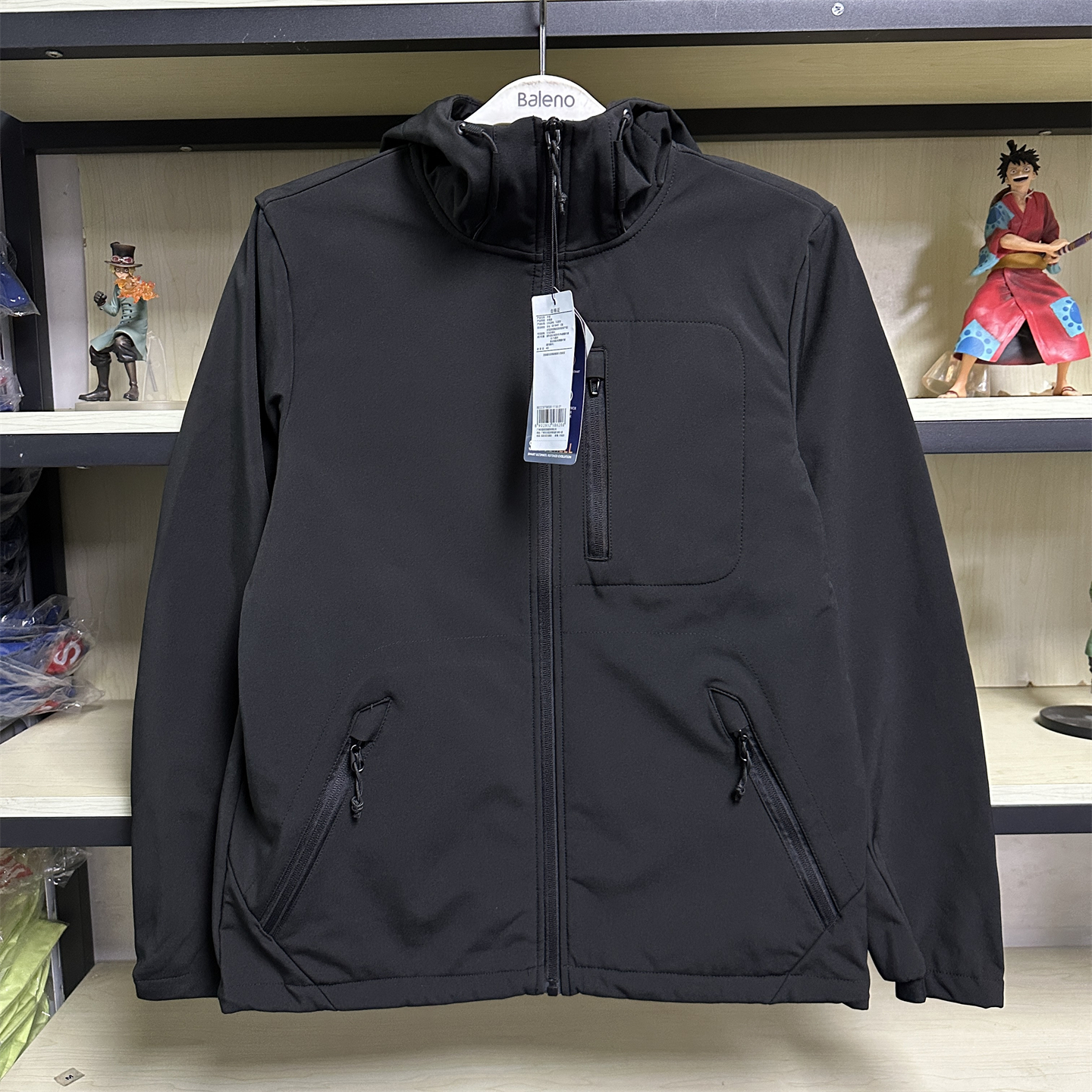 班尼路2022秋冬新品男简约保暖加绒软壳夹克连帽外套8822307M006