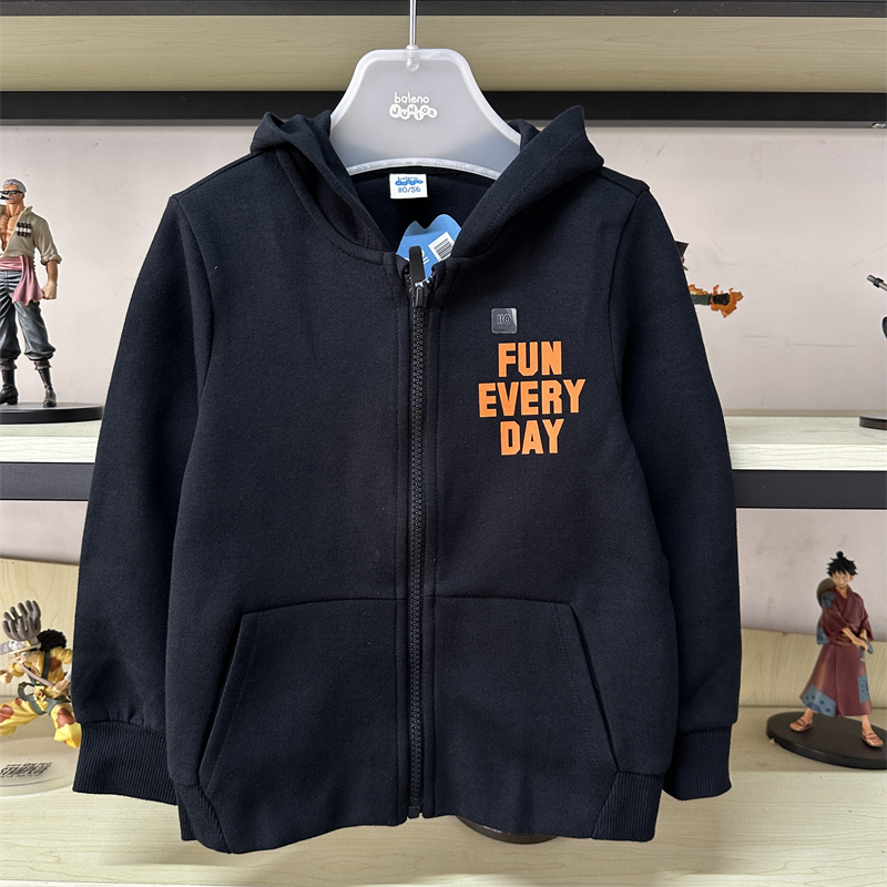 正品童装新款 男女童休闲连帽字母印花卫衣开衫外套82931507