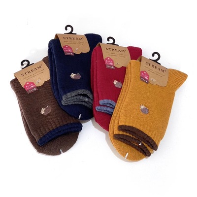 秋冬厚实保暖女袜毛圈中筒袜