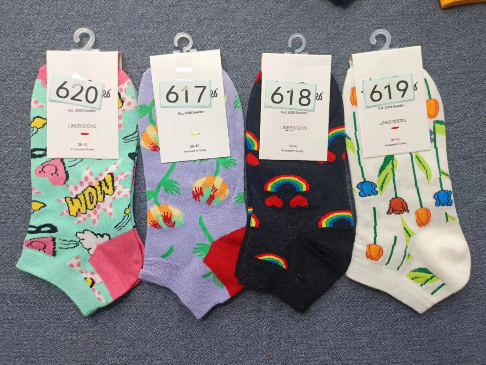 happy潮牌网红女棉袜甜美卡通袜子ins风嗨皮女短袜潮袜 满50包邮