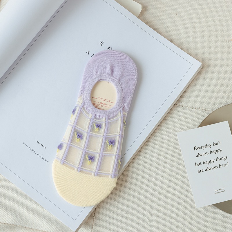 2023雀米春夏新款紫色系小清新卡丝隐形O型袜子35-39，满50包邮