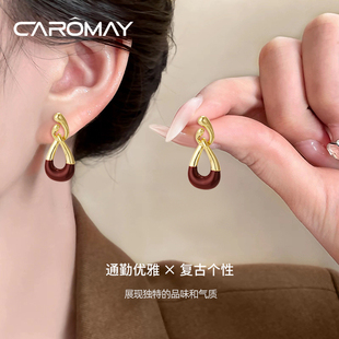 卡洛美链式几何耳环女秋冬美拉德不规则锁链耳钉时尚气质银针耳饰