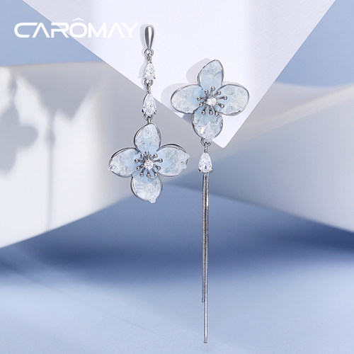 CAROMAY碎冰花朵耳环百搭