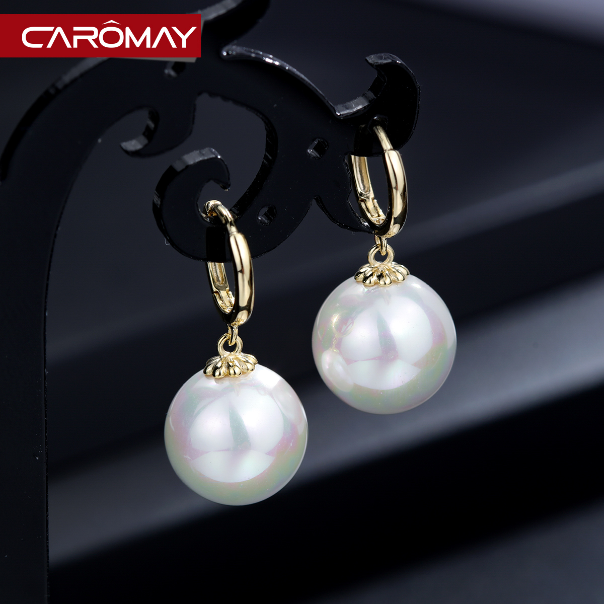 chic简约耳扣仿珍珠耳环女韩国网红长款气质耳坠大气耳饰2023新款