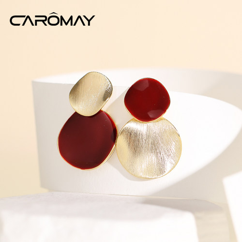 卡洛美复古港风气质新年红色耳饰