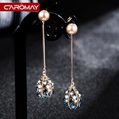 CAROMAY复古巴洛克耳环气质女耳夹长款 流苏耳坠高级感春夏耳饰潮
