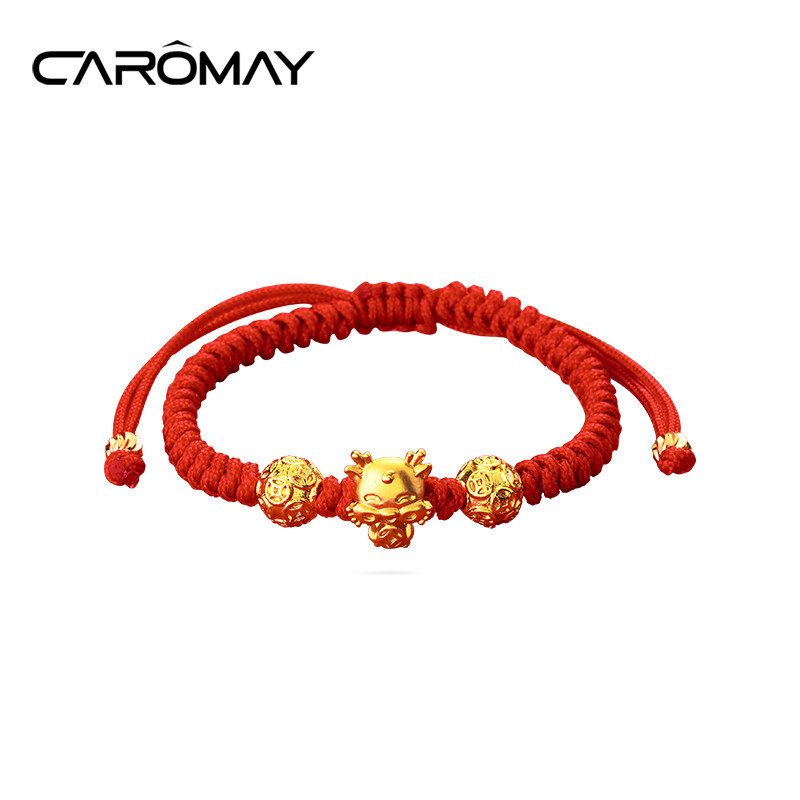 本命年生肖龙红绳手链Q版元宝路路通编织红手绳男女情侣新年手饰