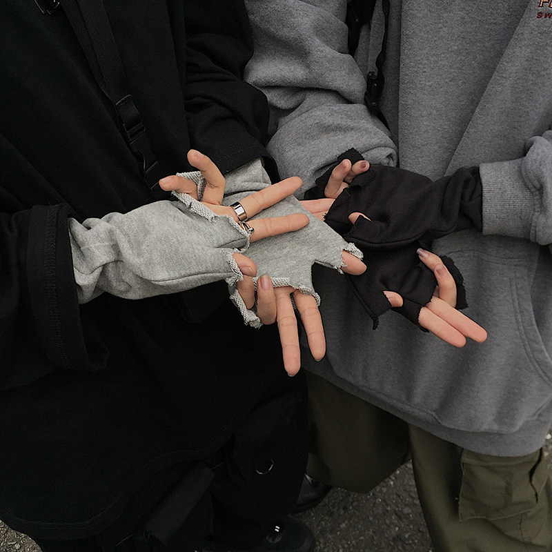 mapogo 韩国ins街拍休闲原宿嘻哈潮流不规则撕边手套学生潮男女款