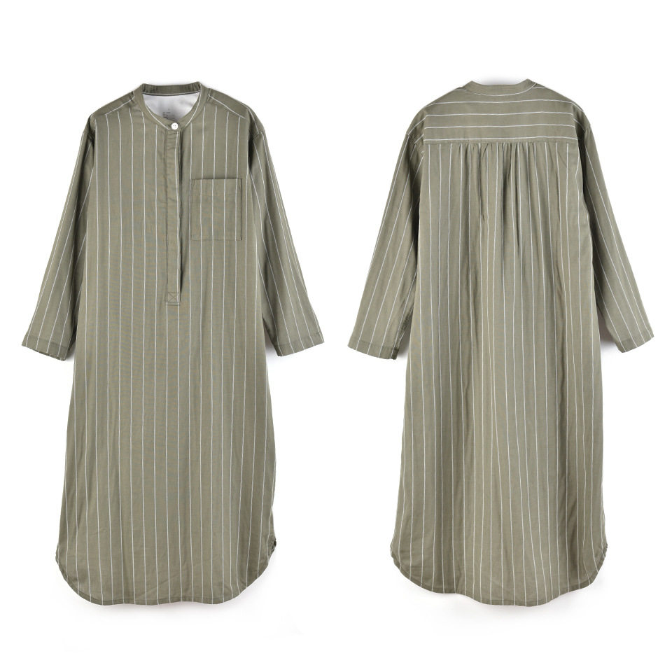 外贸宽松双层纱薄款春夏睡裙原单印度风中长女生家居服立领连衣裙