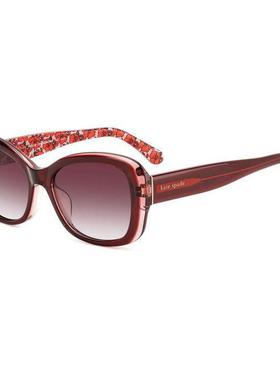 代购kate spade女士太阳镜红色塑料材质全框矩形日常出行户外活