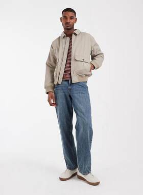 海外代购Levi’s/李维斯男士外套拉链开合弹力收口翻领罗纹袖口