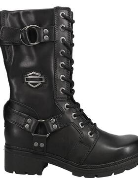 海外代购Harley Davidson/哈雷戴维森女士骑行鞋轻便易穿脱高筒