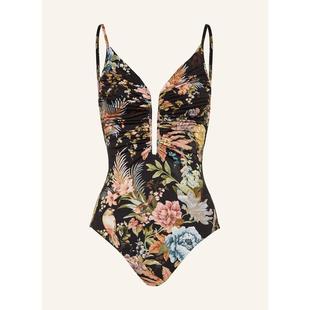 V領 adjustable肩帶深背中腰全罩臀刺繡花型 泳褲 Zimmermann女式