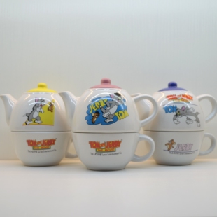 TOM AND JERRY 汤姆猫和杰瑞鼠卡通茶具水杯茶壶套装昭和中古