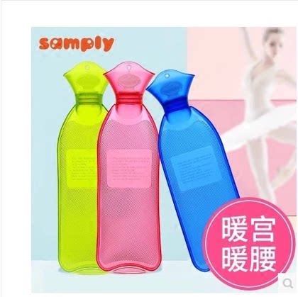 主久大号长条PVC冲水热水袋灌水防爆暖水袋暖宫热敷送毛绒布套