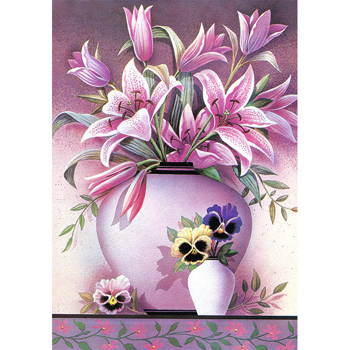 苏绣diy套件 百年好合 百合花瓶 静物油画 自学刺绣图案 装饰画