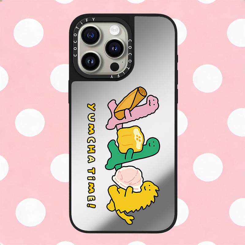 适用iPhone苹果16promax手机壳15/17/17软胶14时尚16plus奢华16pro潮牌15pro化妆镜16卡通恐龙柠檬茶