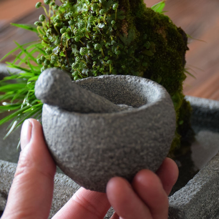 小石臼道具摆件石头手工小摆件雕刻青石物件小器物 装饰石槽圆