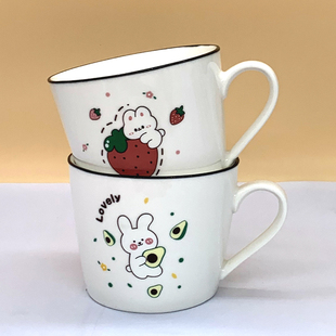陶瓷马克杯早餐杯大容量牛奶杯家用办公简约创意可爱卡通水果杯子