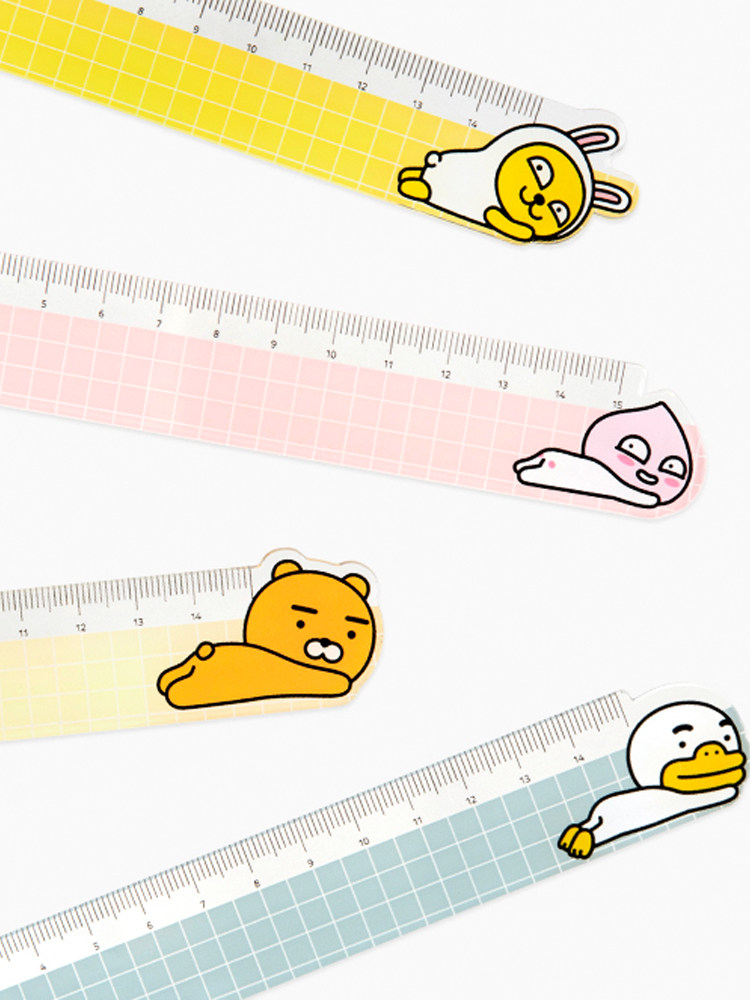 韩国文具kakao屁桃狮子卡通15cm半透明塑料直尺学生可爱测量尺子