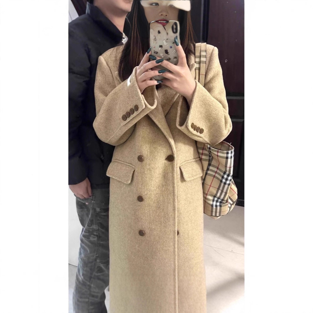 大码女装2025年西装领直角肩胖mm大衣双排扣过膝长款显瘦毛呢外套,女装/女士精品,大码呢大衣,淘宝优惠券,粉丝福利购,淘宝优惠卷