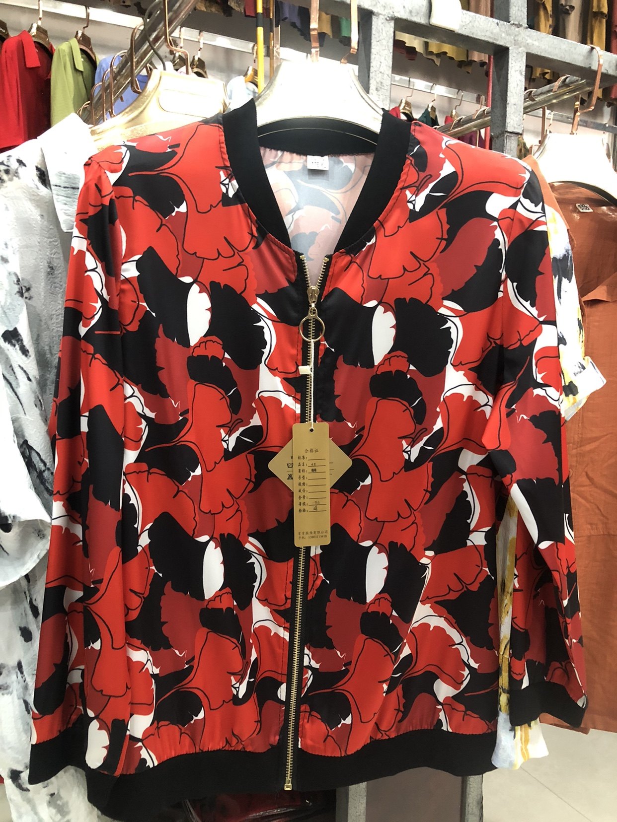 新妈妈装中老年女装印花棒球服春秋夏外套防晒夹克仿真丝加肥加大