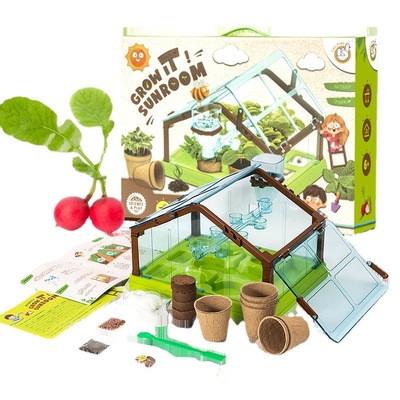 科达鸭迷你种植阳光房儿童植物观察窗种子盒手工发芽生长套装玩具