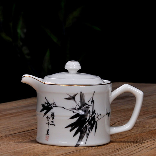 竹节带过滤陶瓷餐厅茶壶