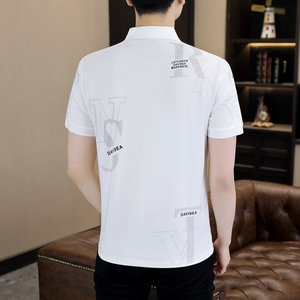 PL310-P35 夏季2025新款男士POIO衫宽松印花翻领T恤图片